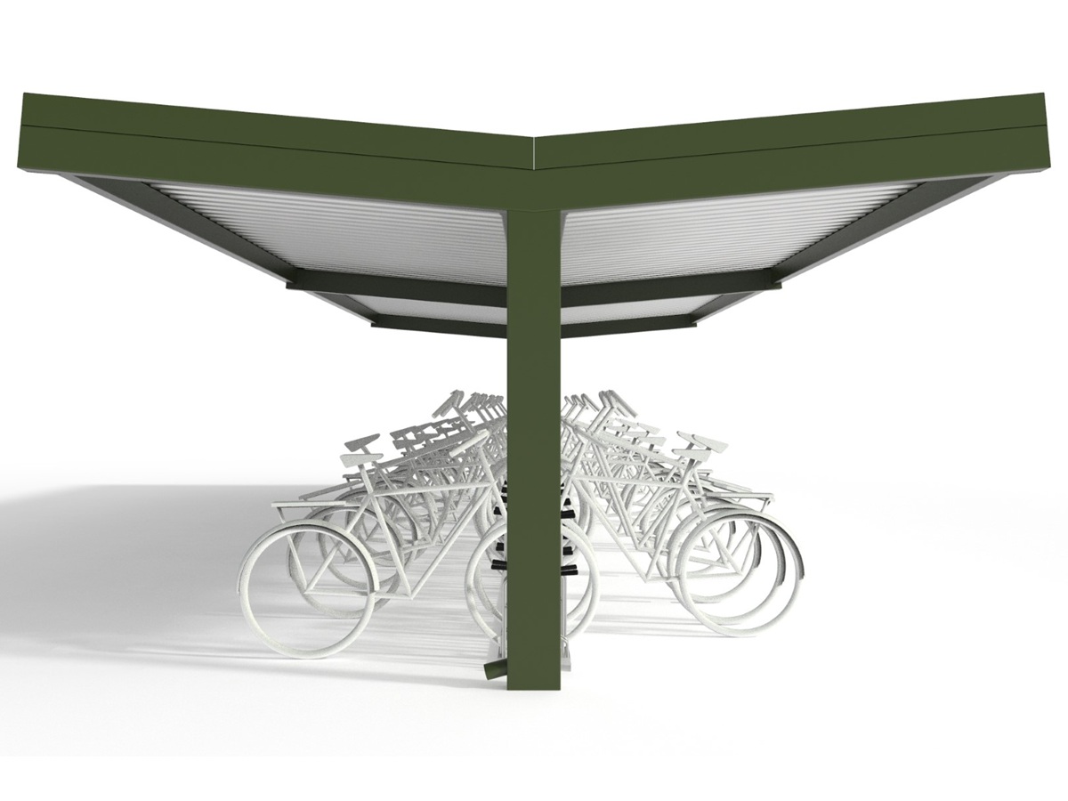 Prístrešok ITO Double obojstranný so stojnami na bicykle V-Park, lakovaný