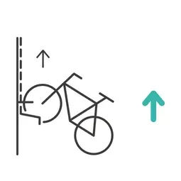 BikeLift: Krok 3 - Vďaka silnej pružine sa bicykel zdvihne automaticky do vertikálnej polohy. Drž riadidlá a prípadne použi brzdy na spomalenie menévru